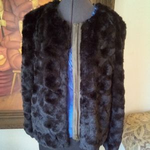 French Connection Black Faux Fur Jacket